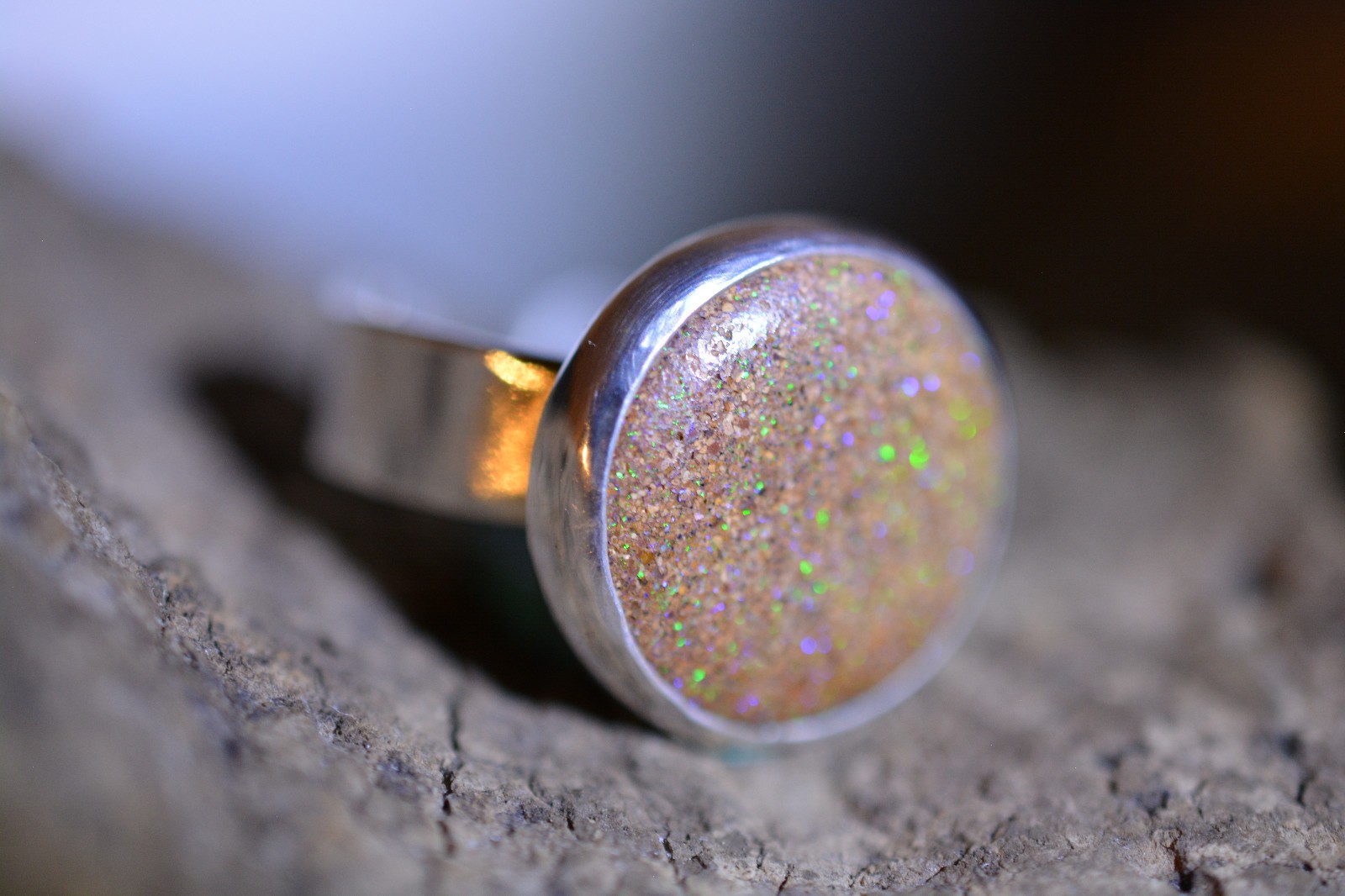 20x20x4 Koroite Sandstone Matrix Opal Ring 925 Silver Australia Gem