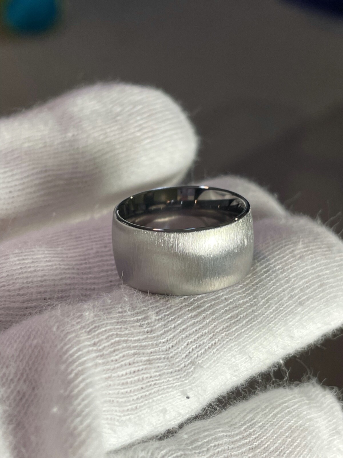 Women’s Unique Titanium Band, Luminescent Finish, Wide 10-12mm widths Available