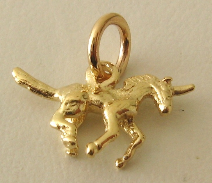 GENUINE SOLID 9K 9ct YELLOW GOLD 3D UNICORN ANIMAL GIFT CHARM/PENDANT