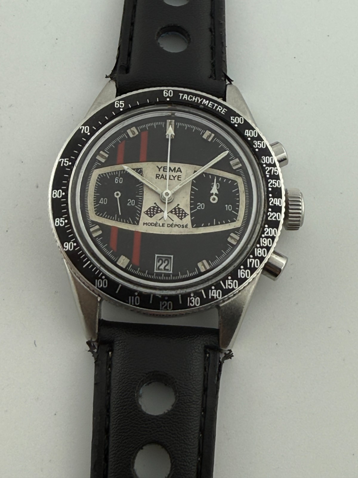 VINTAGE YEMA RALLYGRAF “MARIO ANDRETTI” MANUAL WIND CHRONOGRAPH VALJOUX 7733