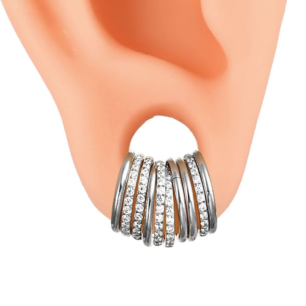Septum Rings Hoop,10PCS 16G/1.2mm*8mm Silver Surgical Stainless Steel Segment…