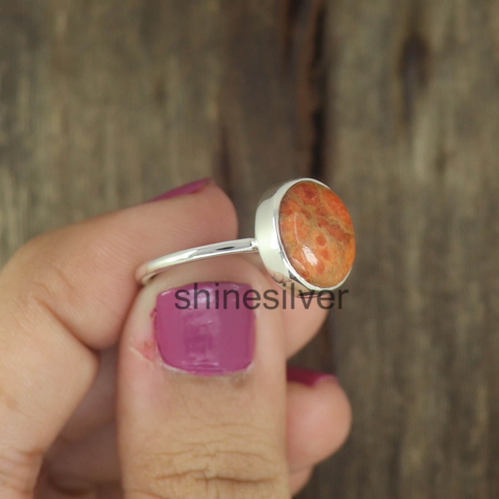 Coral Ring 925 Sterling Silver Boho Statement Handmade Silver Gift fo her