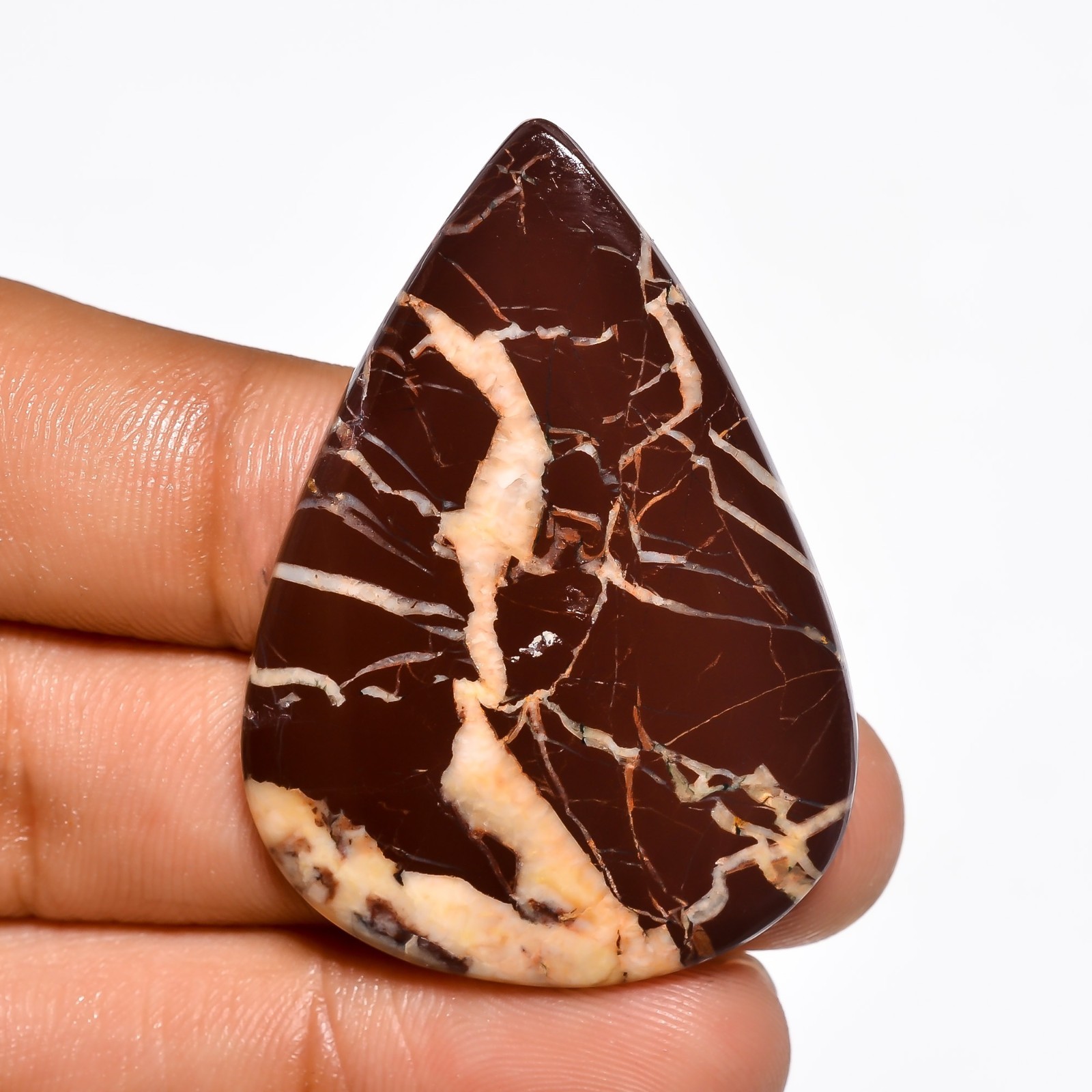 Natural Coconut Jasper Gemstone Pear Shape Jasper Cabochon 53 Ct 44X31X5 mm