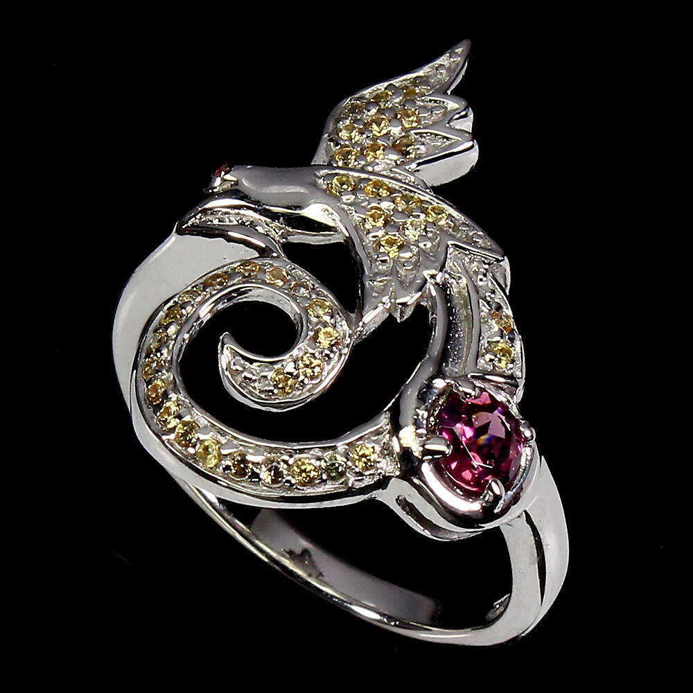 Summer 925 Silver Ring Round Rhodolite Garnet Sapphire Gemstone Jewelry 8