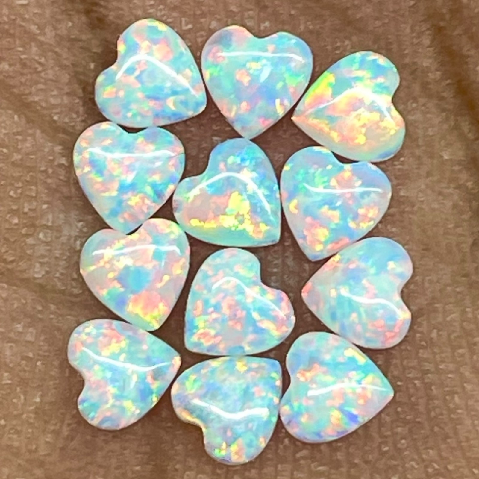 12 Pcs Australian Opal 4mm Heart Cabochon AAA Quality Lab Created Gemstone Lot