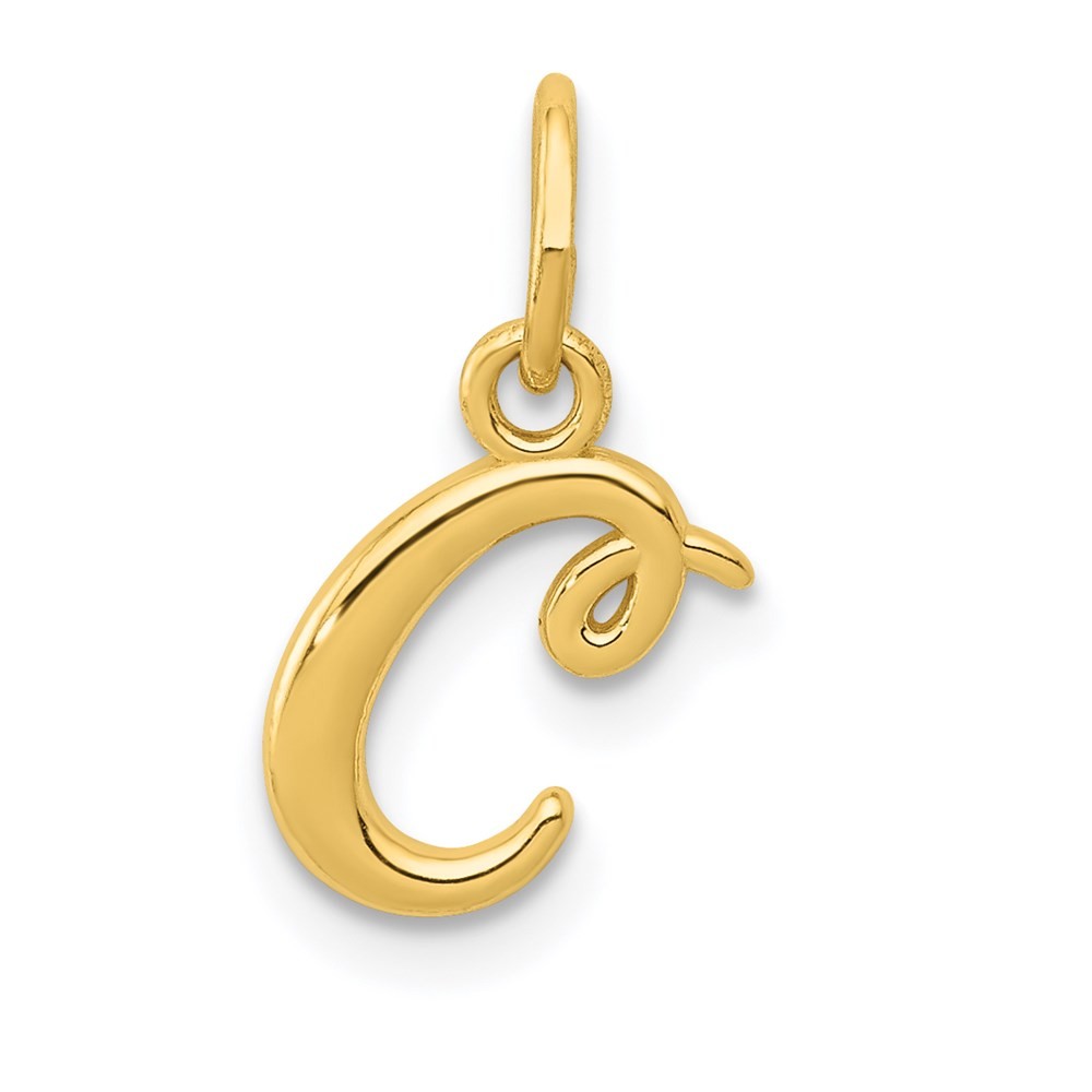 14k Yellow Gold Letter C Initial Charm Necklace Womens