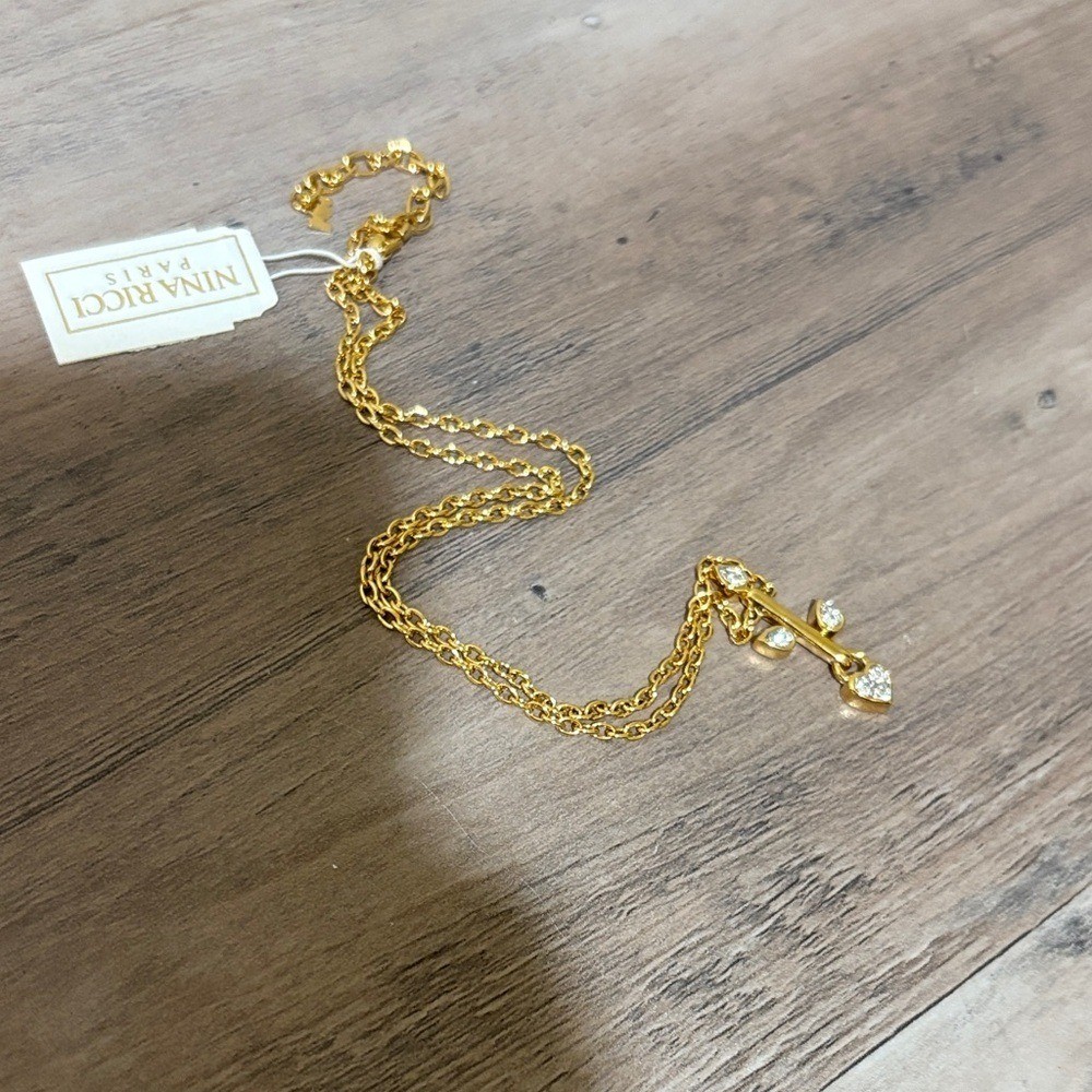 Nina Ricci Paris Gold-Tone Crystal Heart Branch Necklace