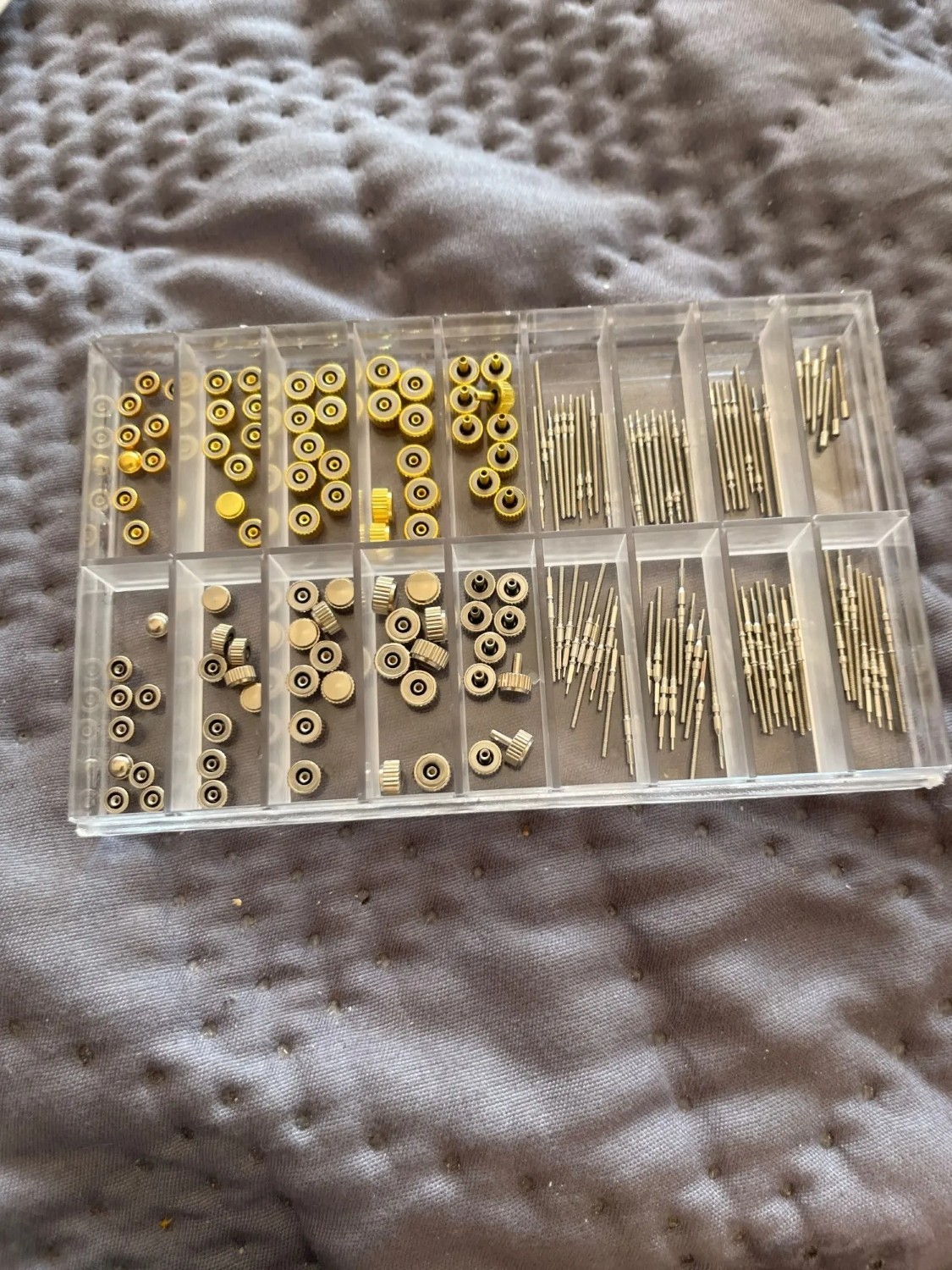 Assorted Watch Stem Extender & Crowns Repair Replacement Accessory Tool Box kit