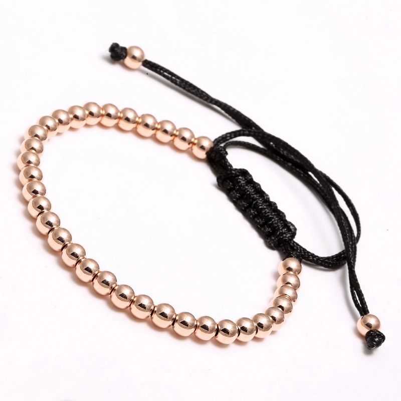 Hot Charms Punk Unisex Women Mens Leather Macrame Bracelet 18K 4MM Beads Jewelry