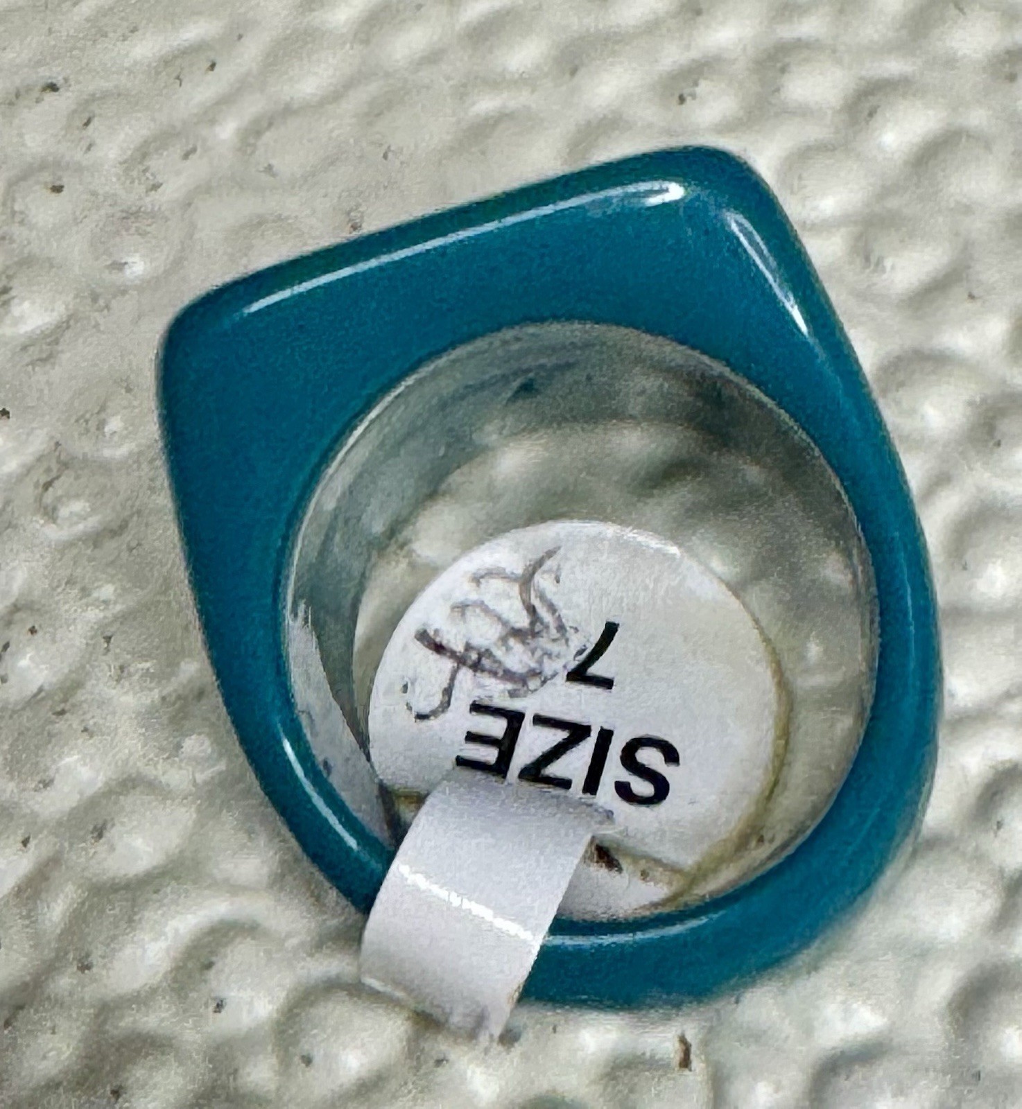Plunder turquoise Acrylic Ring Size 7 New