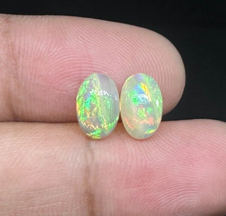 OPAL GEMSTONE PAIR ETHIOPIAN OPAL LOOSE GEMSTONE CABOCHON 9.50X4X2.70MM
