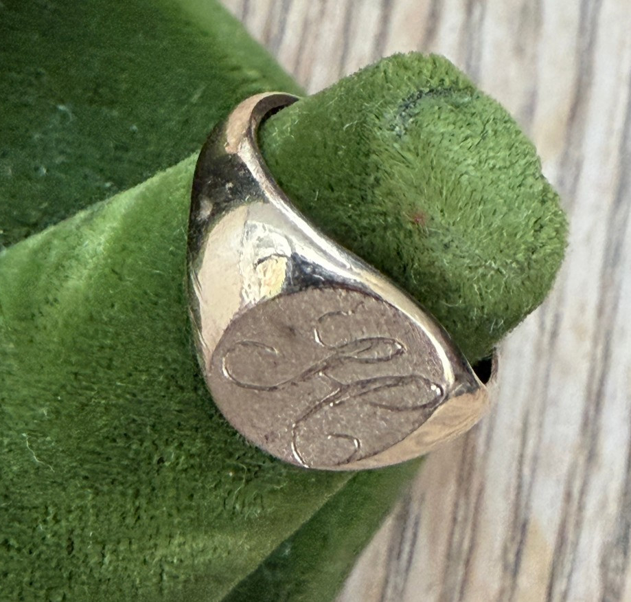 Vintage 10KT Gold Filled Stamped & Engraved Monogram “H” Ring Size 3 VARGAS