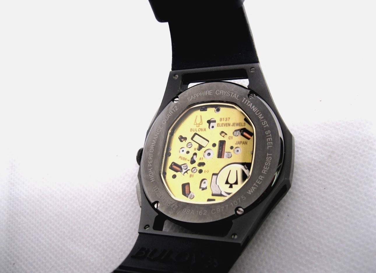 Bulova CURV Titanium/Stainless Black Rubber Strap Men’s Chronograph Watch-98A162