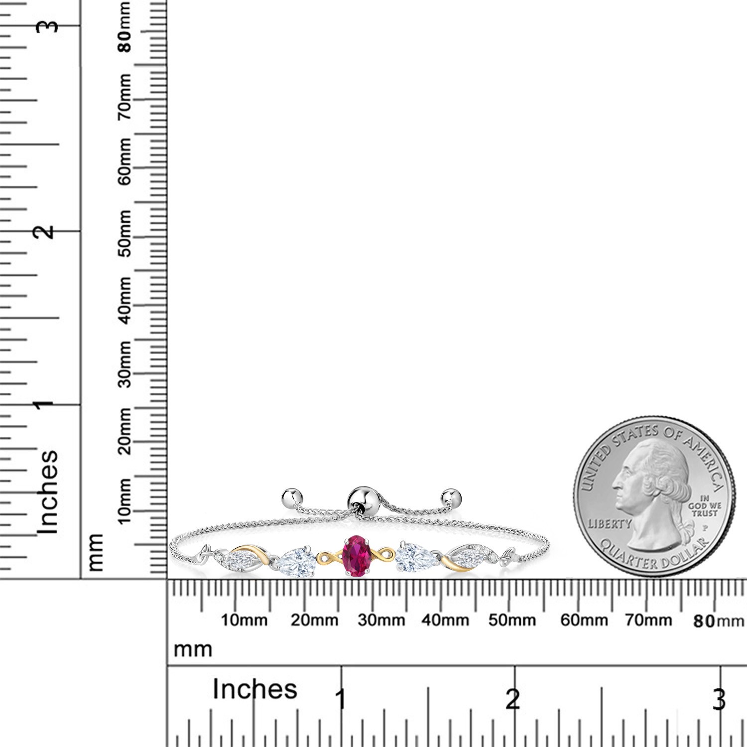 925 Silver and 10K Yellow Gold Created Ruby White Moissanite and Lab Grown