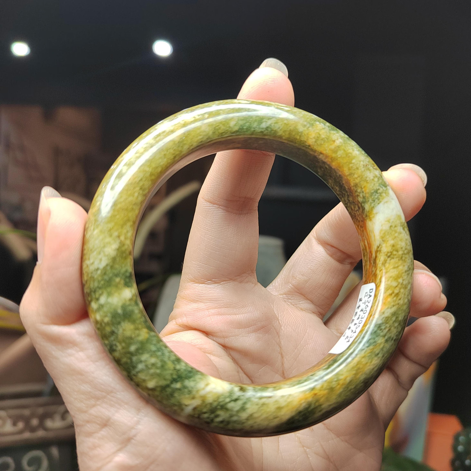 Certified Natural Xiuyan Jade Bangle “Celestial Clouds” | Inner 58.3 mm SL566