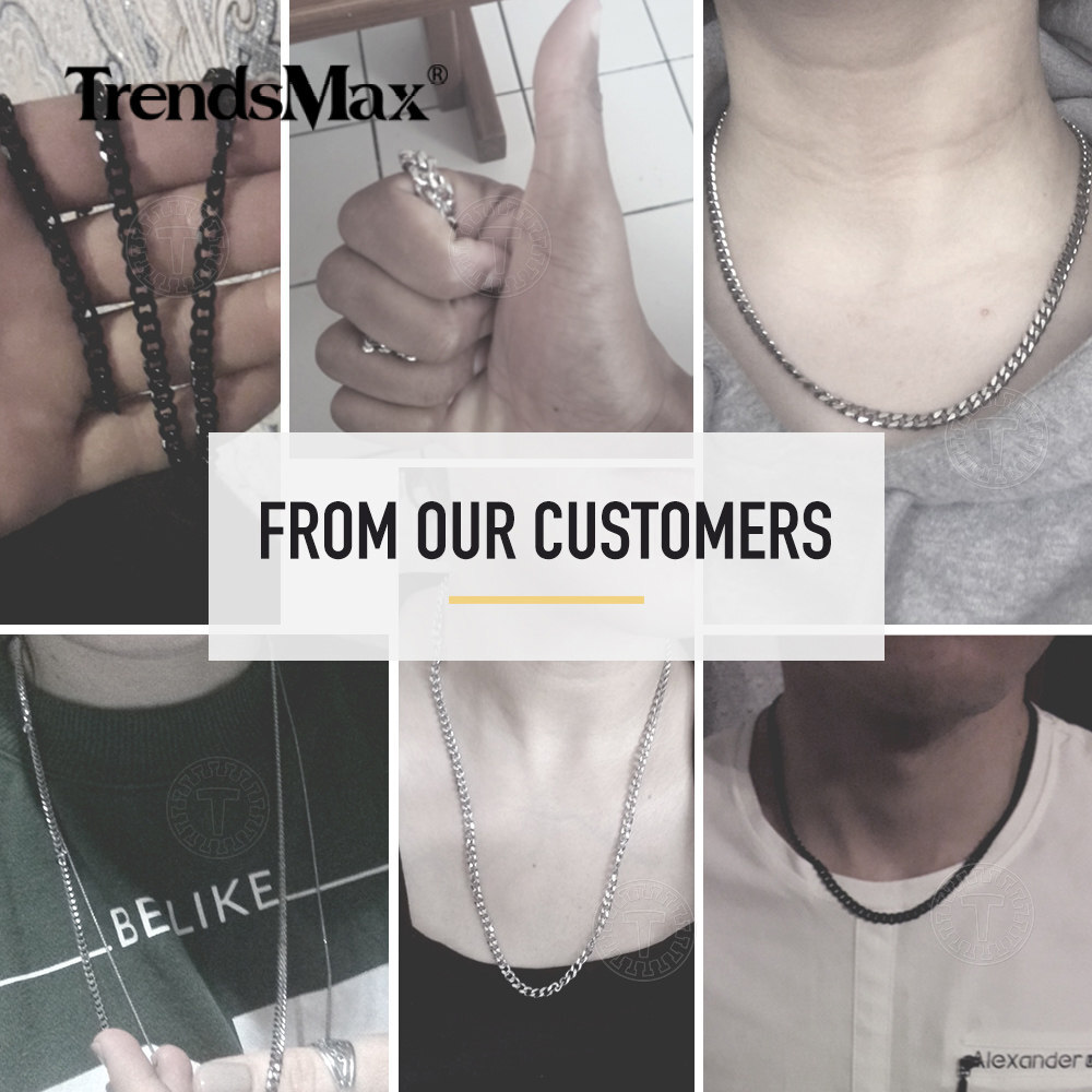 For Mens 11mm Black Curb Link Stainless Steel Necklace Jewelry 18-30inch Chain