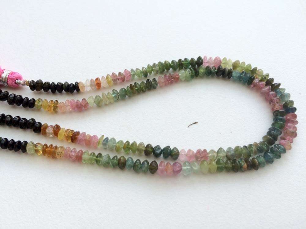 4-5mm Multi Tourmaline Plain Button Beads, Shaded Multi Tourmaline 10 Inch Plain