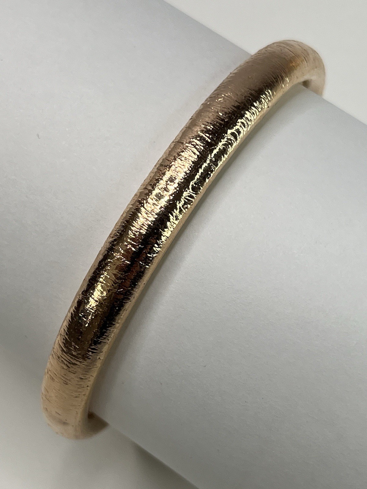 One Milor Italy 14K Rose Gold Over Resin Textured Bangle Bracelet 8”