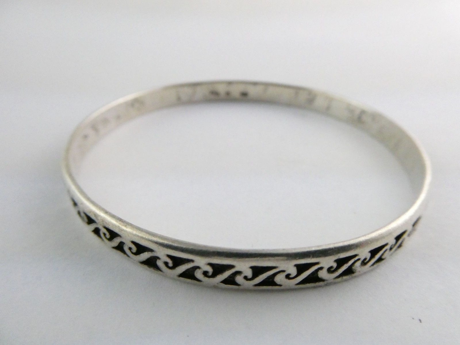 PSCL Peter Stone Sterling Silver Waves Design Bangle Bracelet 925 15.1g 8 Inches