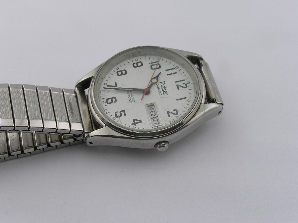 Vintage Pulsar Mens Watch Railroad Approved White Dial Working Y148-7009
