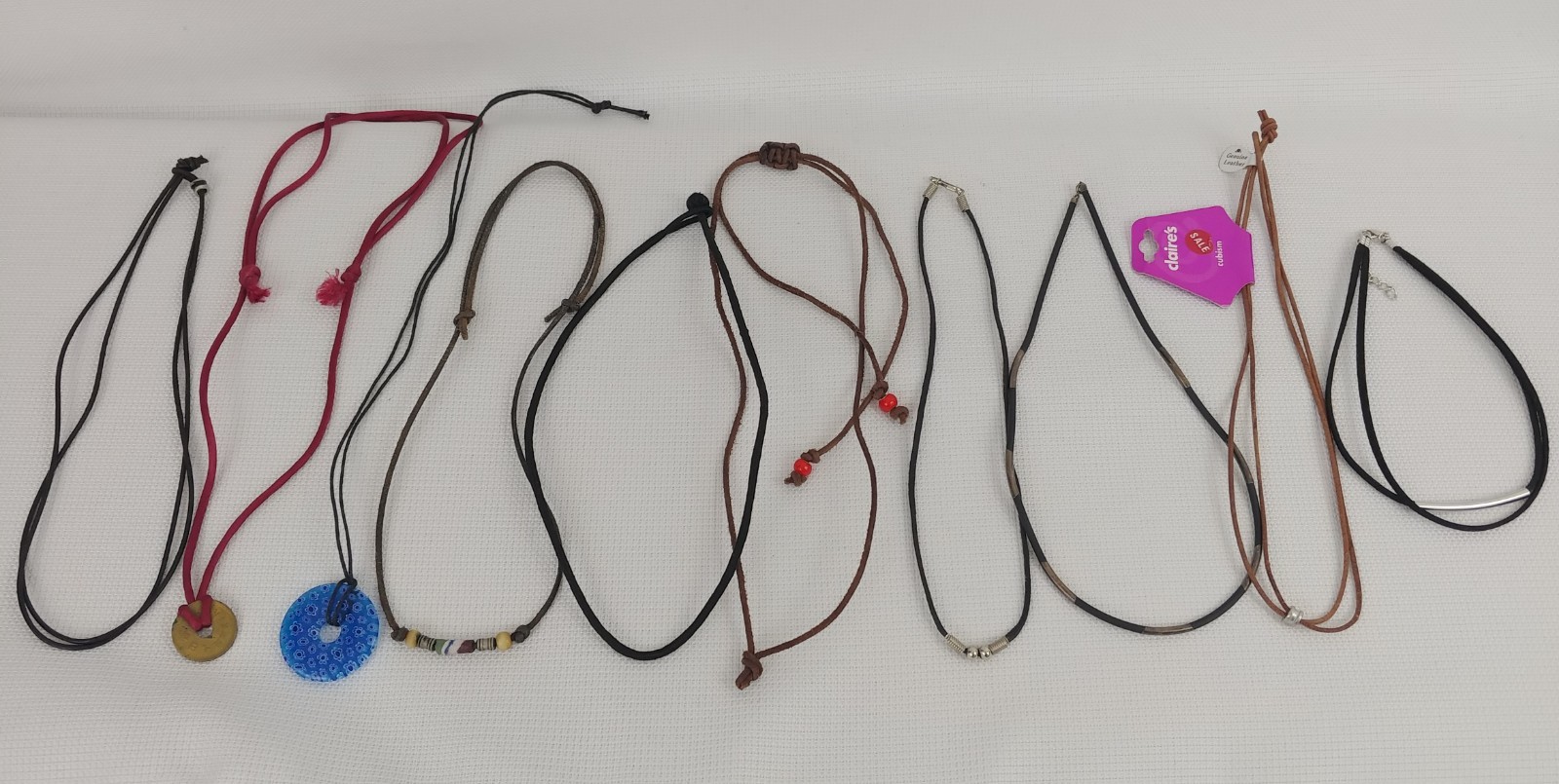 Lot 10 Mixed Surfer Style Necklaces Black Brown Leather Rubber Free Ship Velvet
