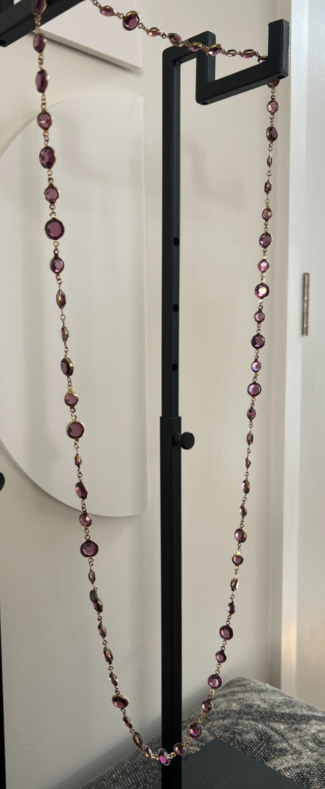 Vintage CHANEL Gripoix Amethist Crystal Sautoir Necklace (1980s)