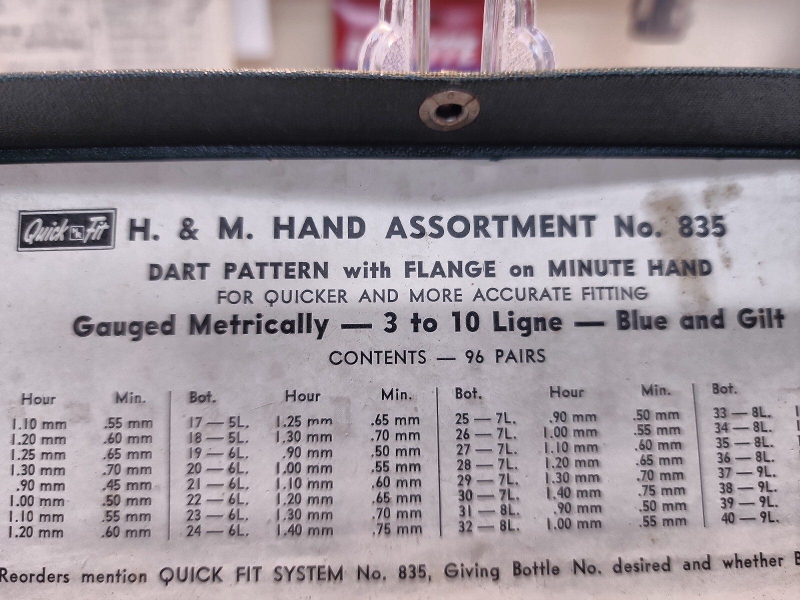 Quick Fit H & M Hand Assortment No. 835 Dart Pattern 3-10 Ligne Blue & Gilt