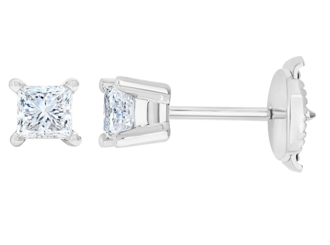 COSTCO (single) Princess Cut 0.25cw Diamond White Gold Stud Earring REPLACEMENT