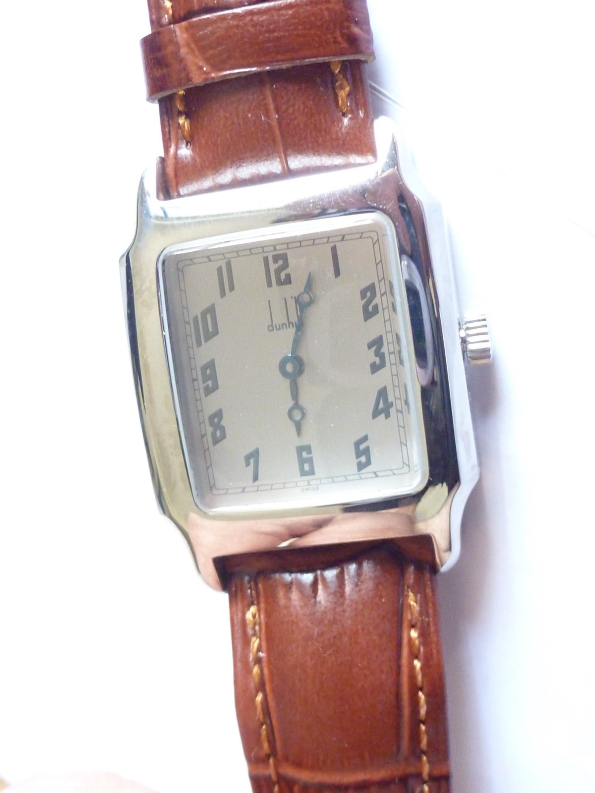 Vintage NOS DUNHILL Men’s Rectangular Steel Wristwatch Manual ETA 28mm x 39mm