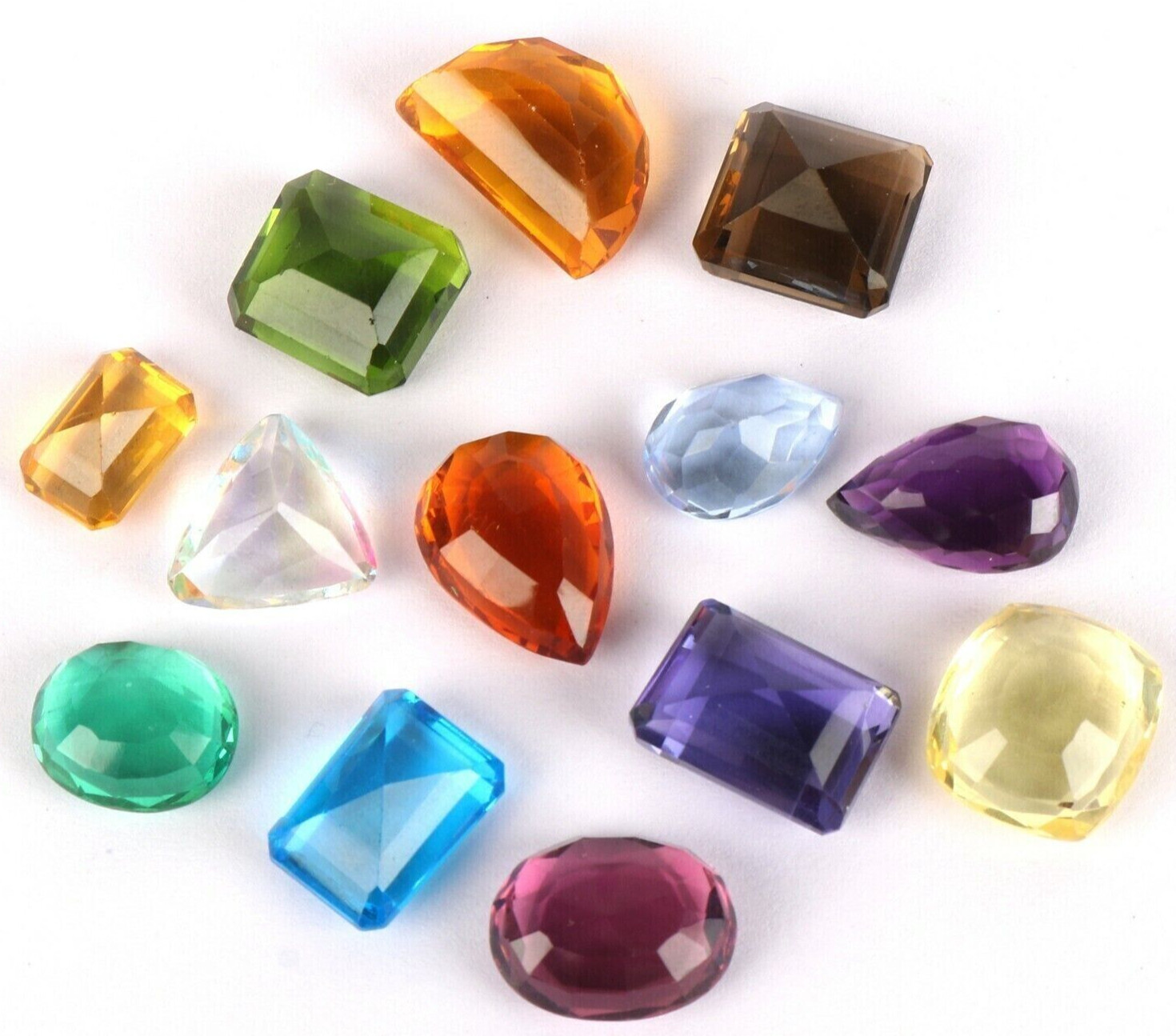 Citrine, Topaz, Amethyst & Alexandrite Gemstone Mix Color & Cut 100 Ct 6 Pcs Lot