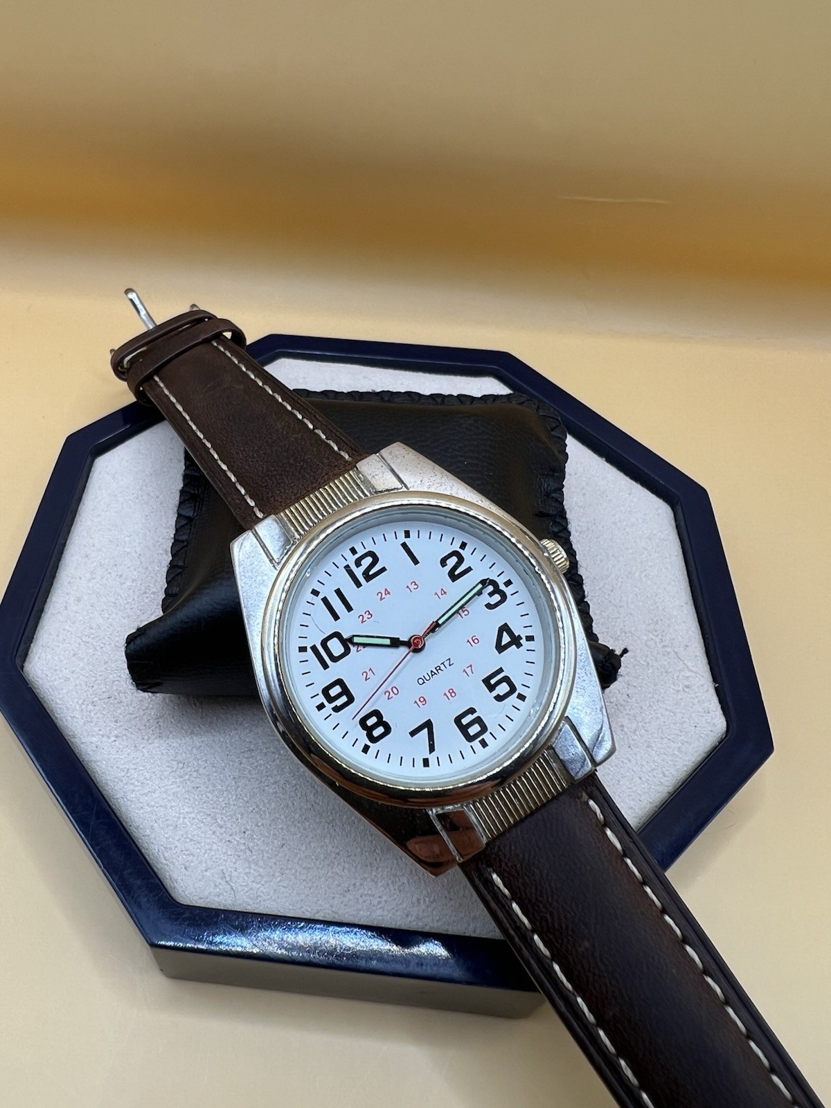 vintage Accutime Watch Corp men’s quartz field watch . 24-hour military dial .