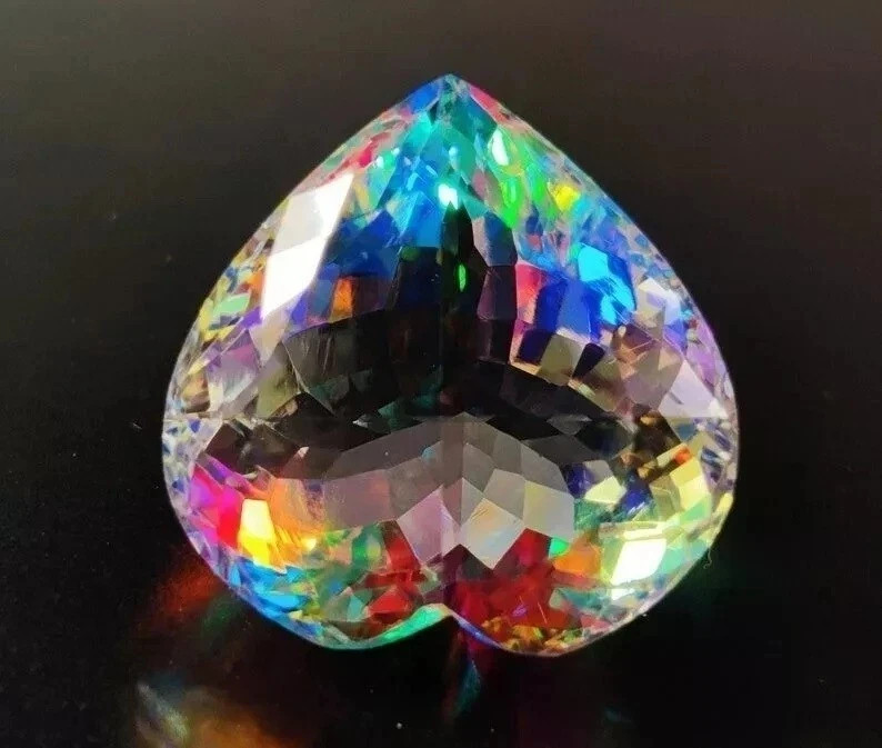 Mystic Gemstone Heart Cut 65 Ct Rainbow Color Certified Loose Stone