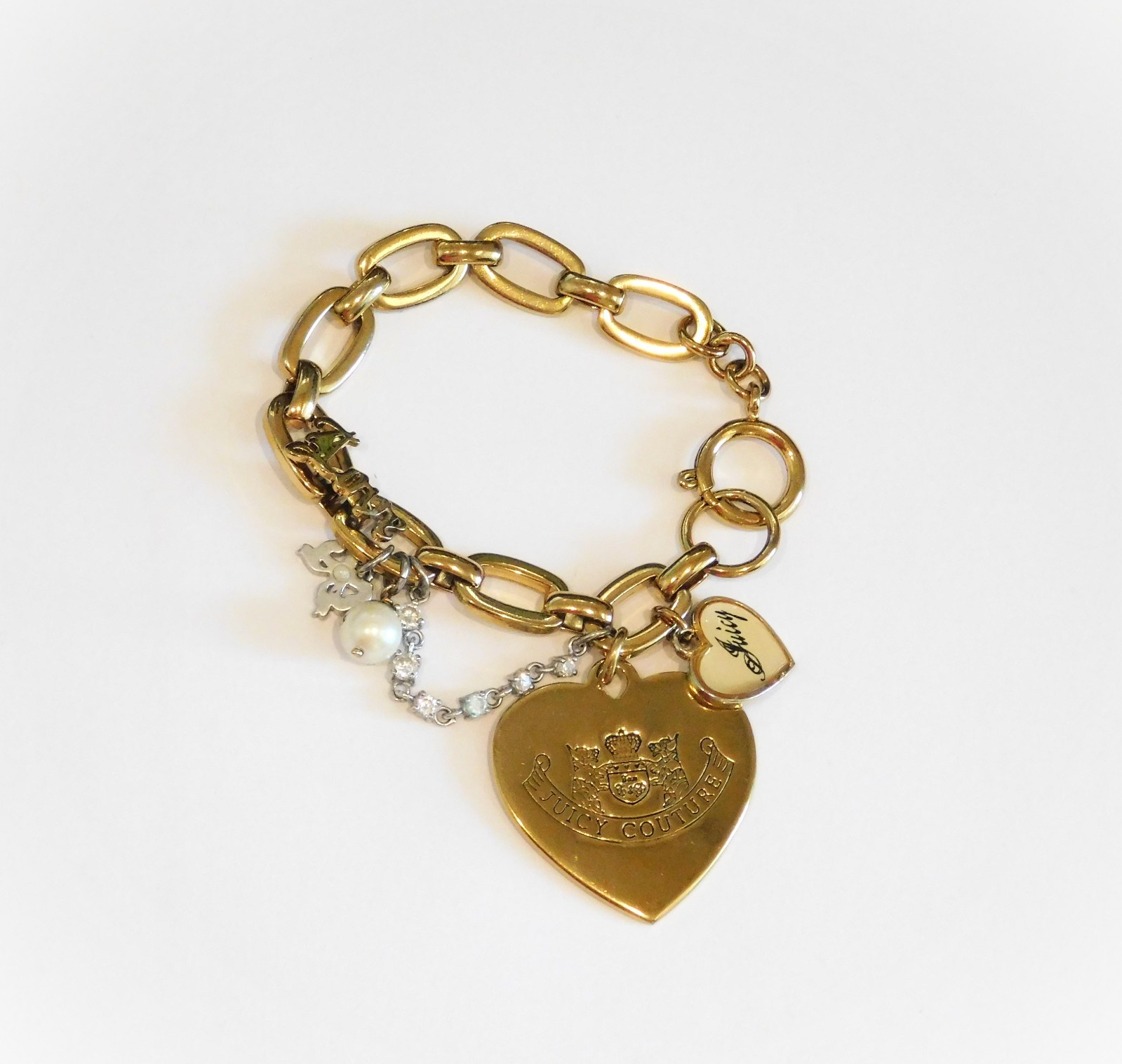 Juicy Couture Love Script “Let Them Eat Couture” Gold Charm Bracelet