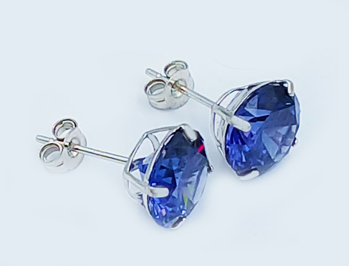 AAA TANZANITE 4.82 Cts STUD EARRINGS 14K WHITE GOLD – Brand New – Made in USA