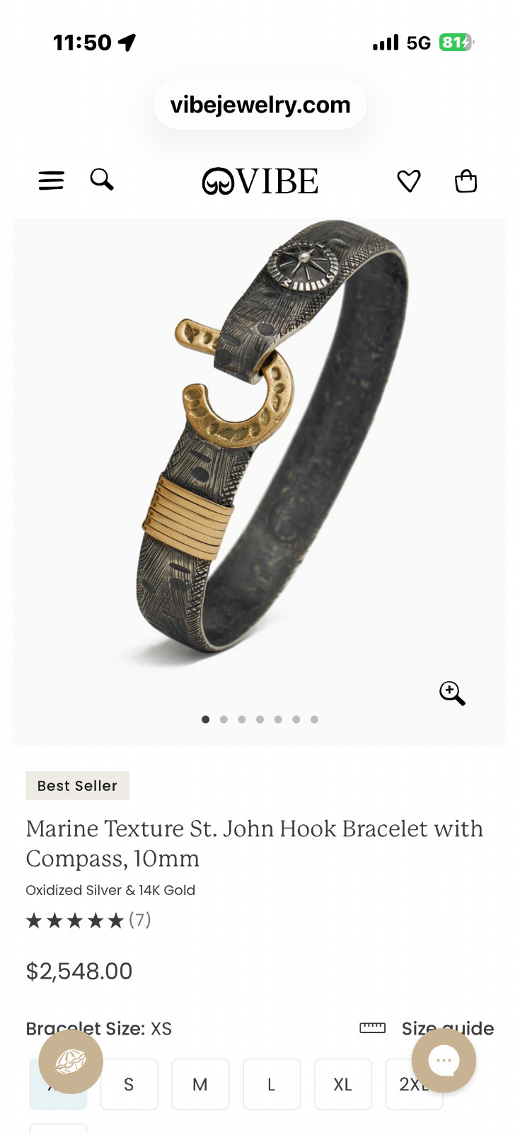 ST. John 10mm j hook bracelet