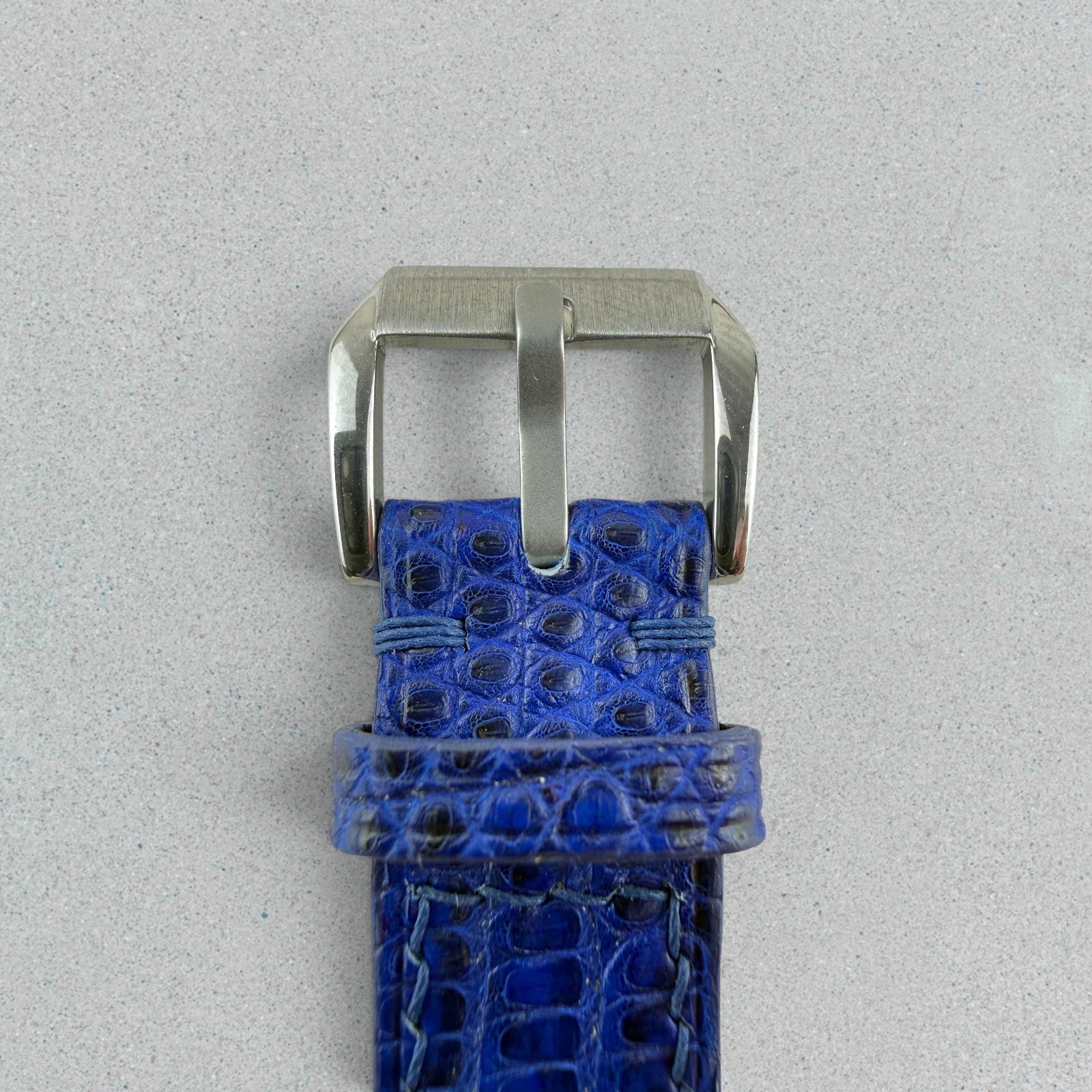 Genuine Lizard Leather Watch Band Strap 18mm Blue Handmade 316L Buckle
