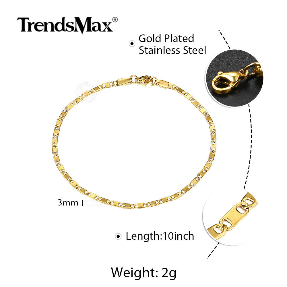 Figaro Chain Initial A-Z Anklet Bracelet Gold Plated Stainless Steel Summer Hot