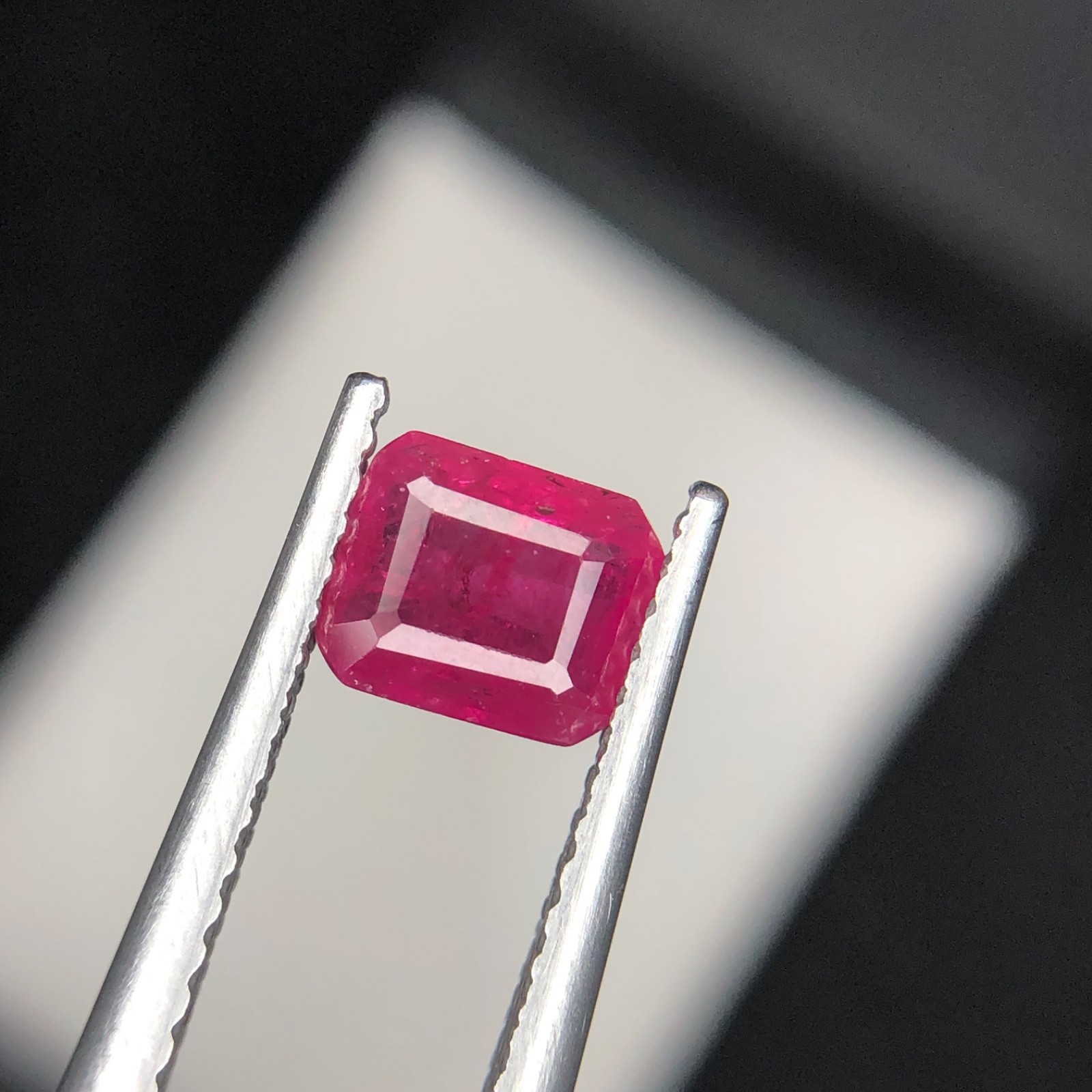 1.01 Ct Natural Ruby Certified Emerald Cut Purplish Red Corundum Loose Gemstone