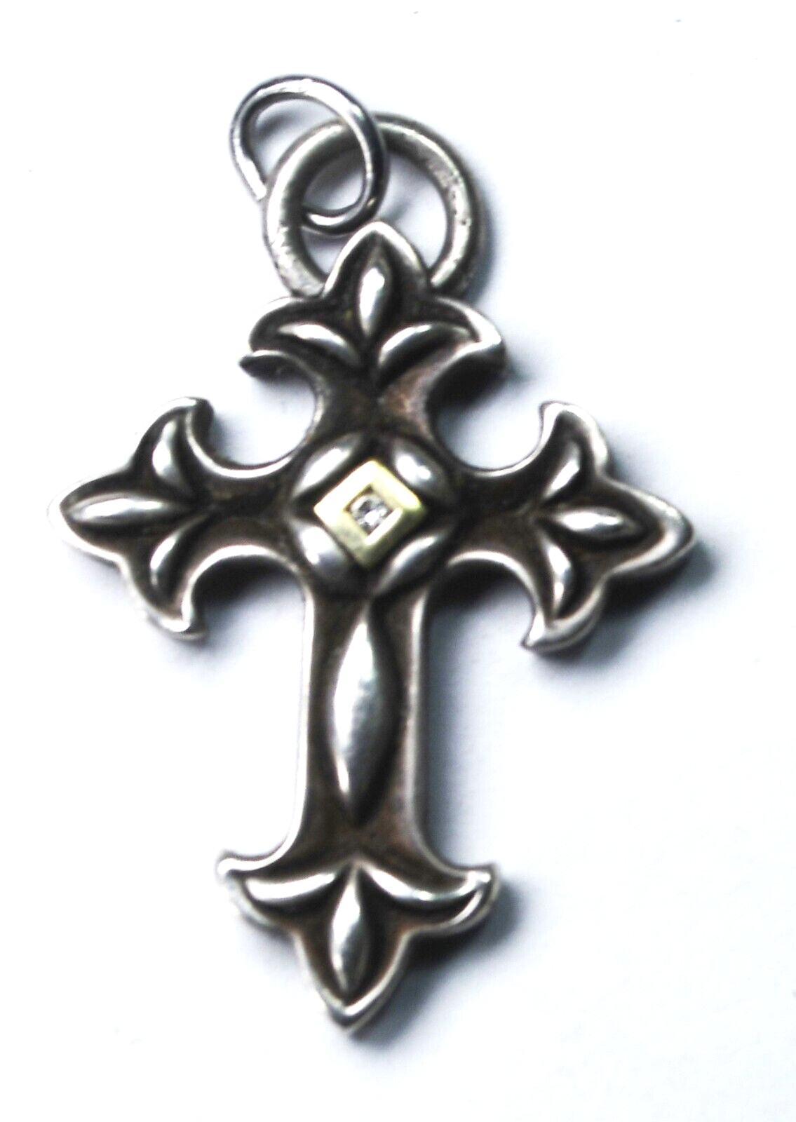Sterling Silver 18k Ann King CZ Cross Pendant 32mm x 23mm