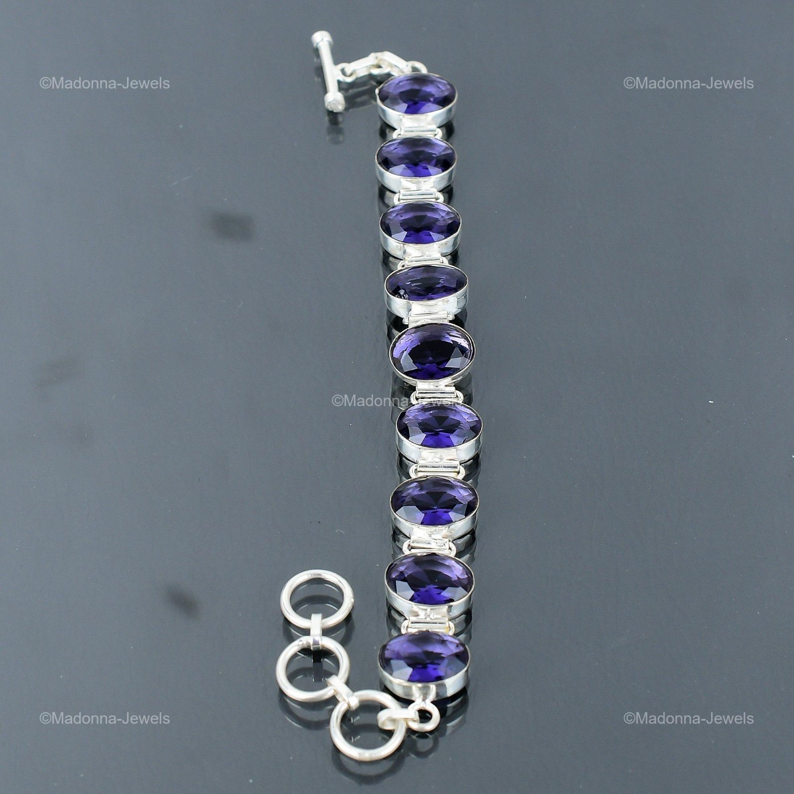 Daughters Day Sale African Amethyst Stone 925 Silver Chain Wife Bracelet Jewelry