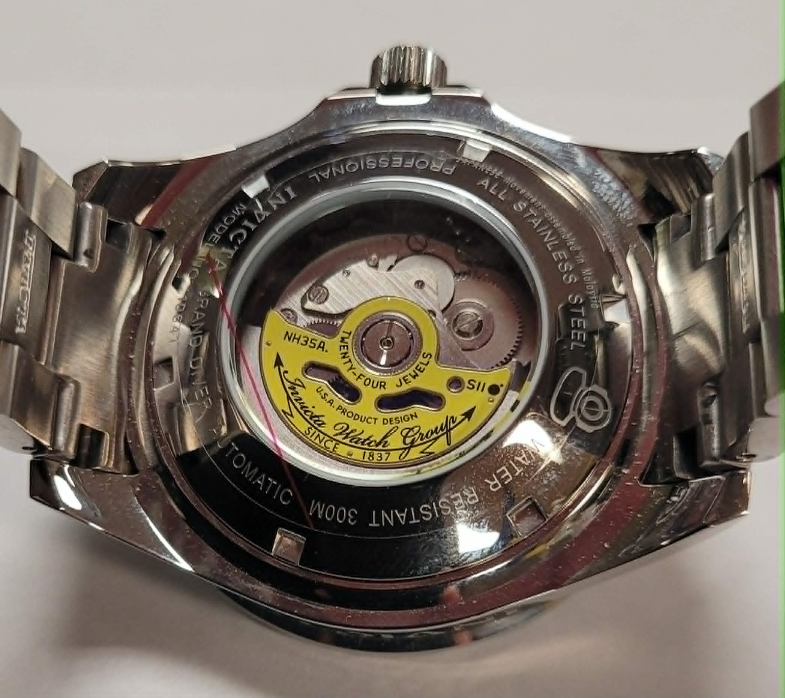 Invicta Mens 47mm Grand Diver Green Full LUME Dial Automatic 300M SS Watch