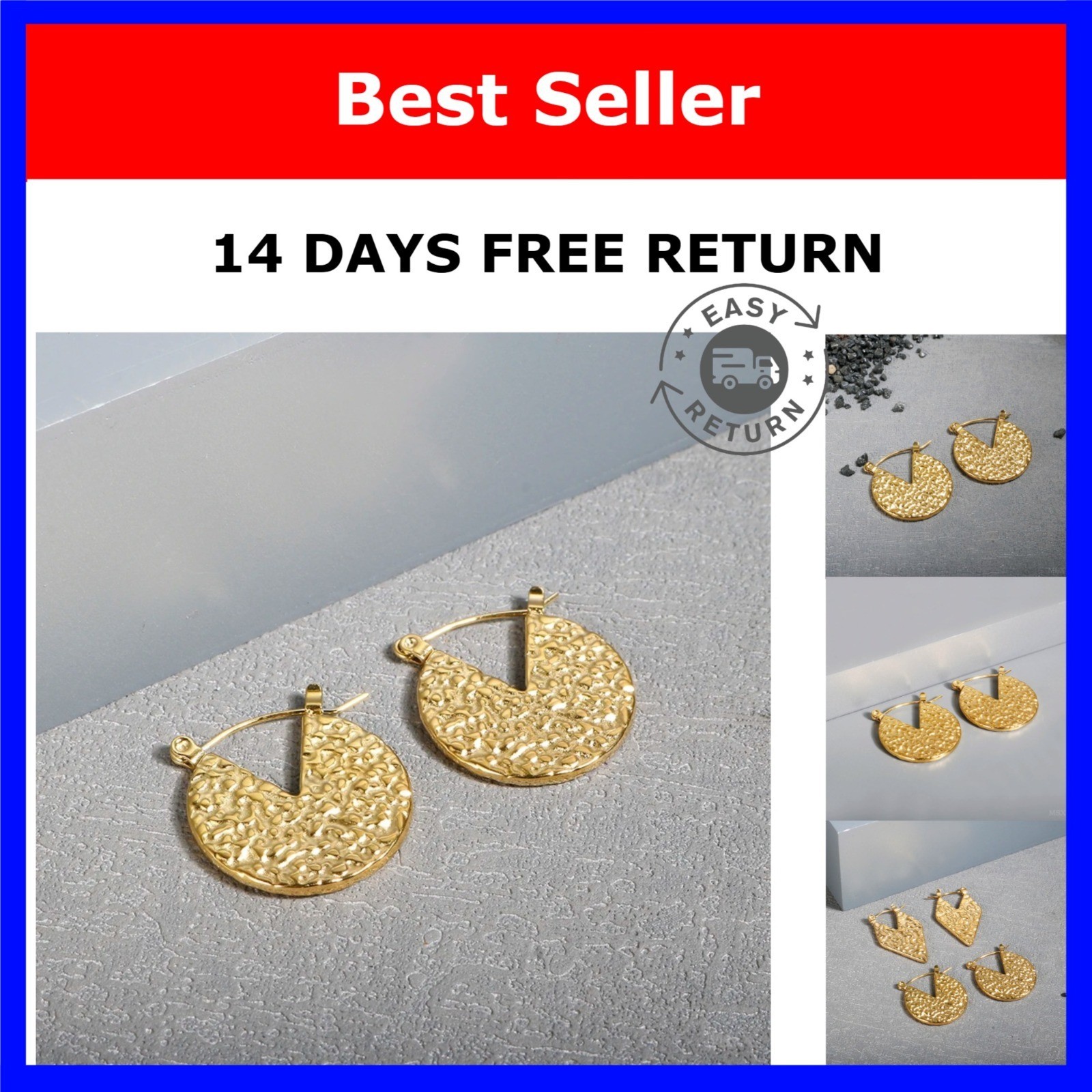 Zircon Hoop Earrings Women Gold Stainless Steel Circle Fashion Jewelry