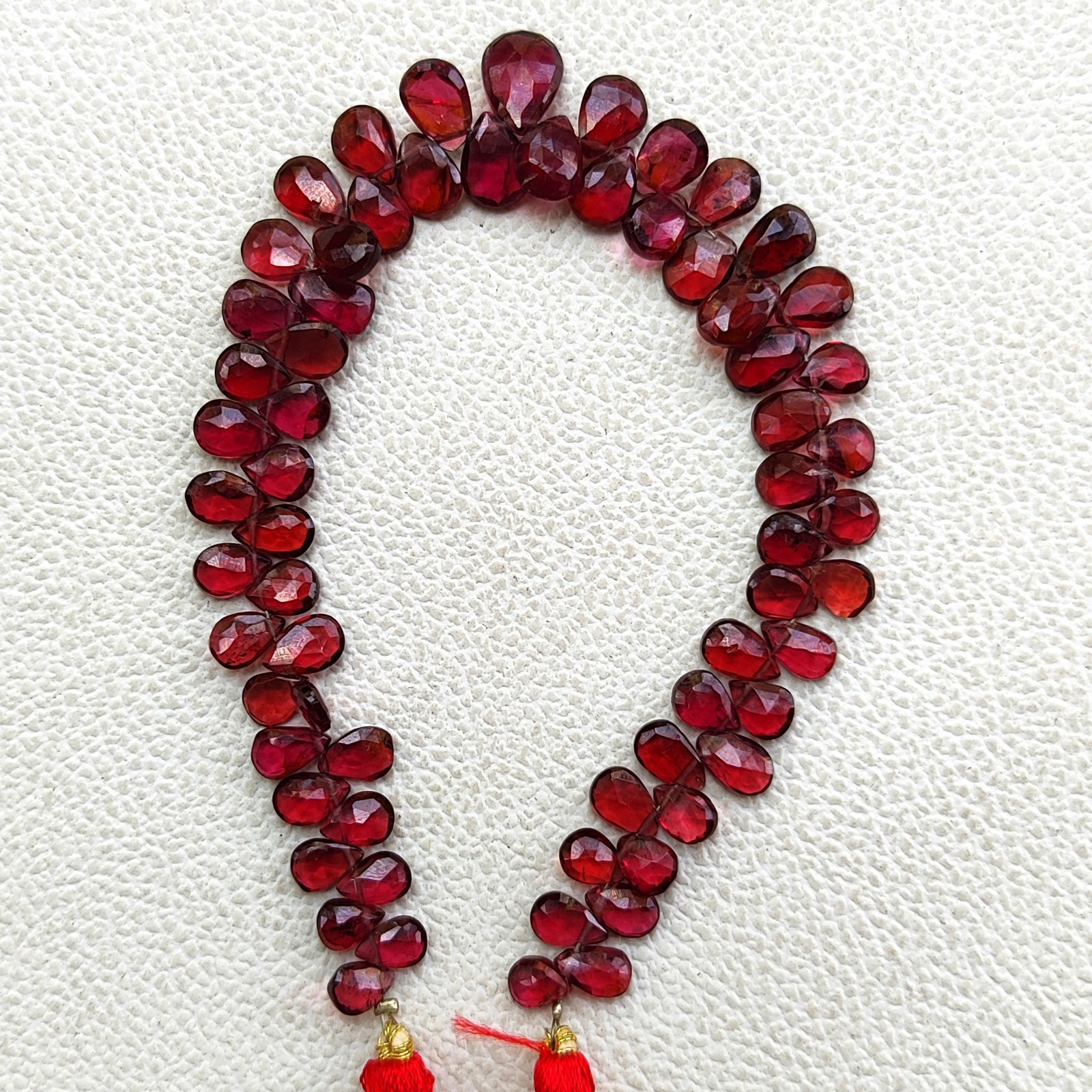 Red Mozambique Garnet Faceted Pear Briolette Beads 7×5 to 11×8 mm 8″ Gem Strand
