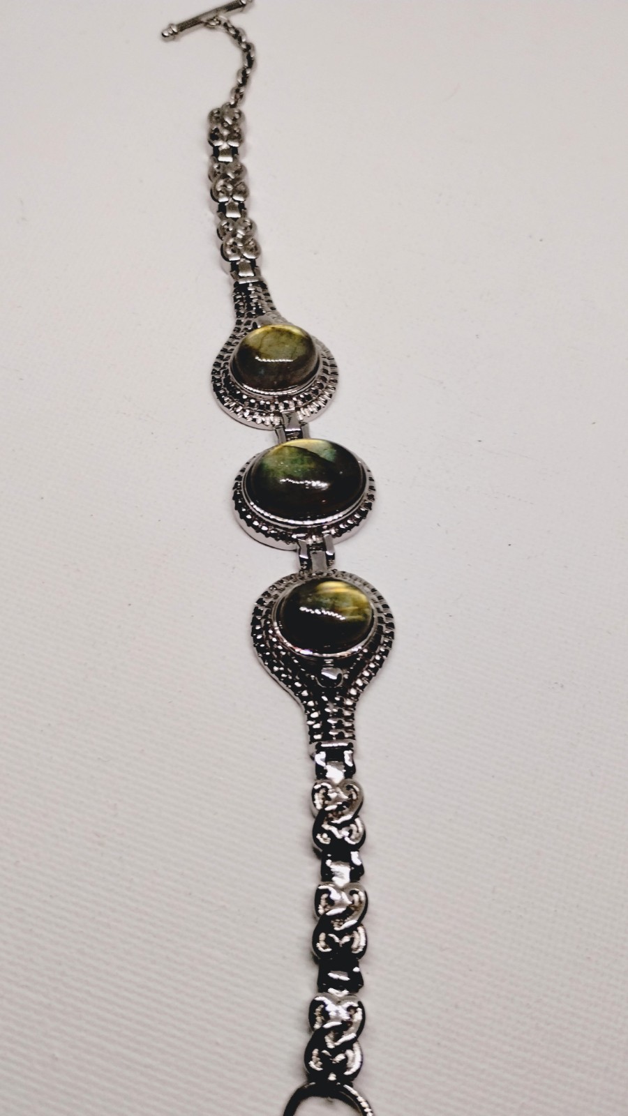 Madagascar Fire Labradorite 22.50 ctw Bracelet in Stainless Steel (6.50-8.0In)