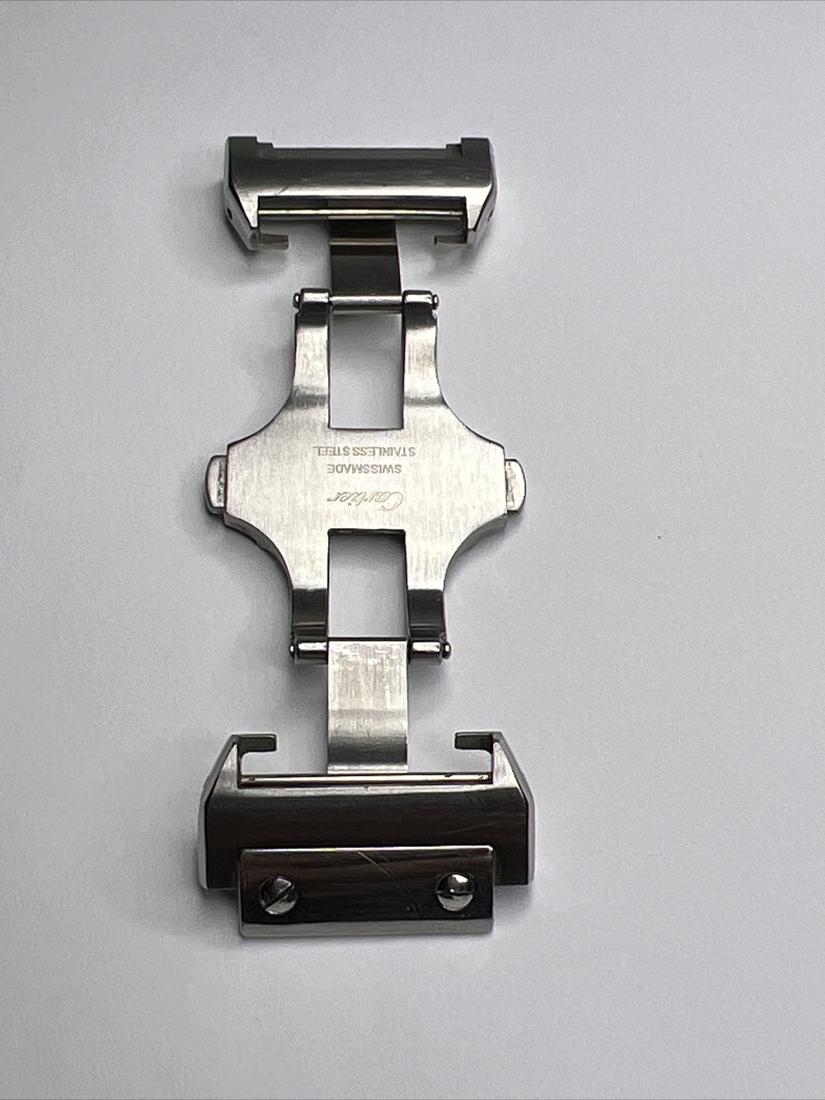 Cartier 21mm Steel Deployment Deployant Clasp For No Holes / Fold Over Strap