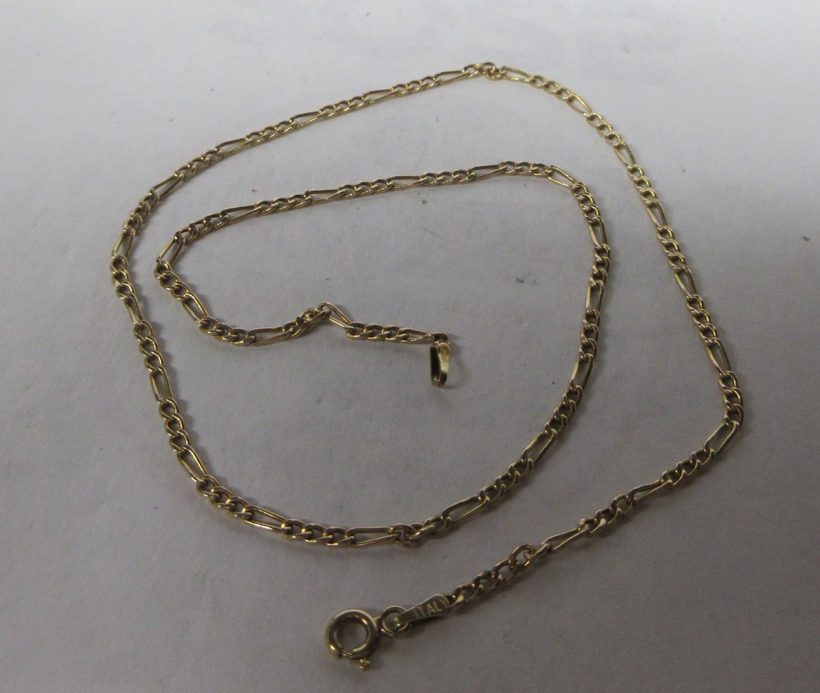 10K SOLID GOLD 16″ HOLLOW 2.2MM FIGARO NECKLACE CHAIN 2 GRAMS