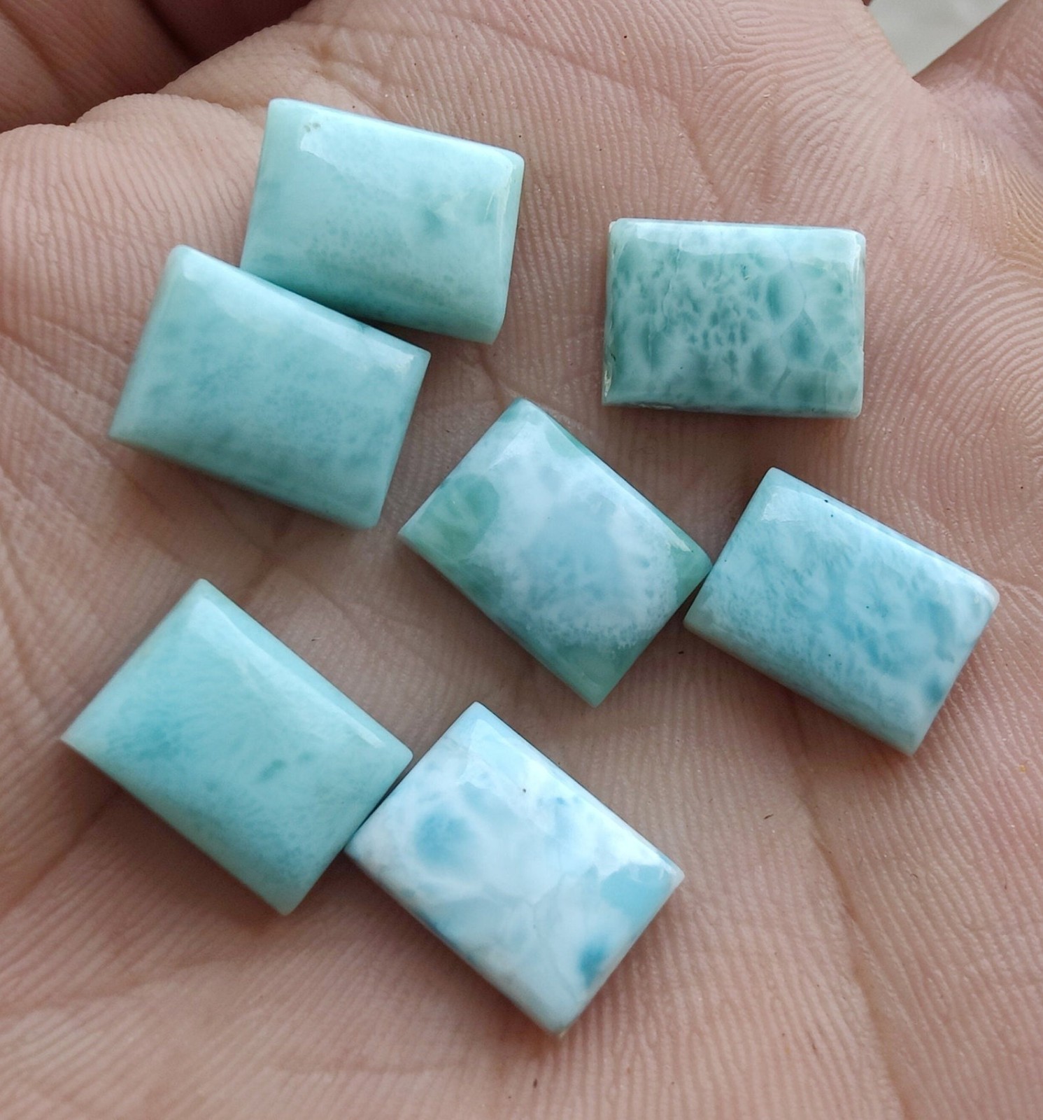 Larimar Rectangle Cabochon 6x8mm to 12x16mm Natural Loose Wholesale Gemstone