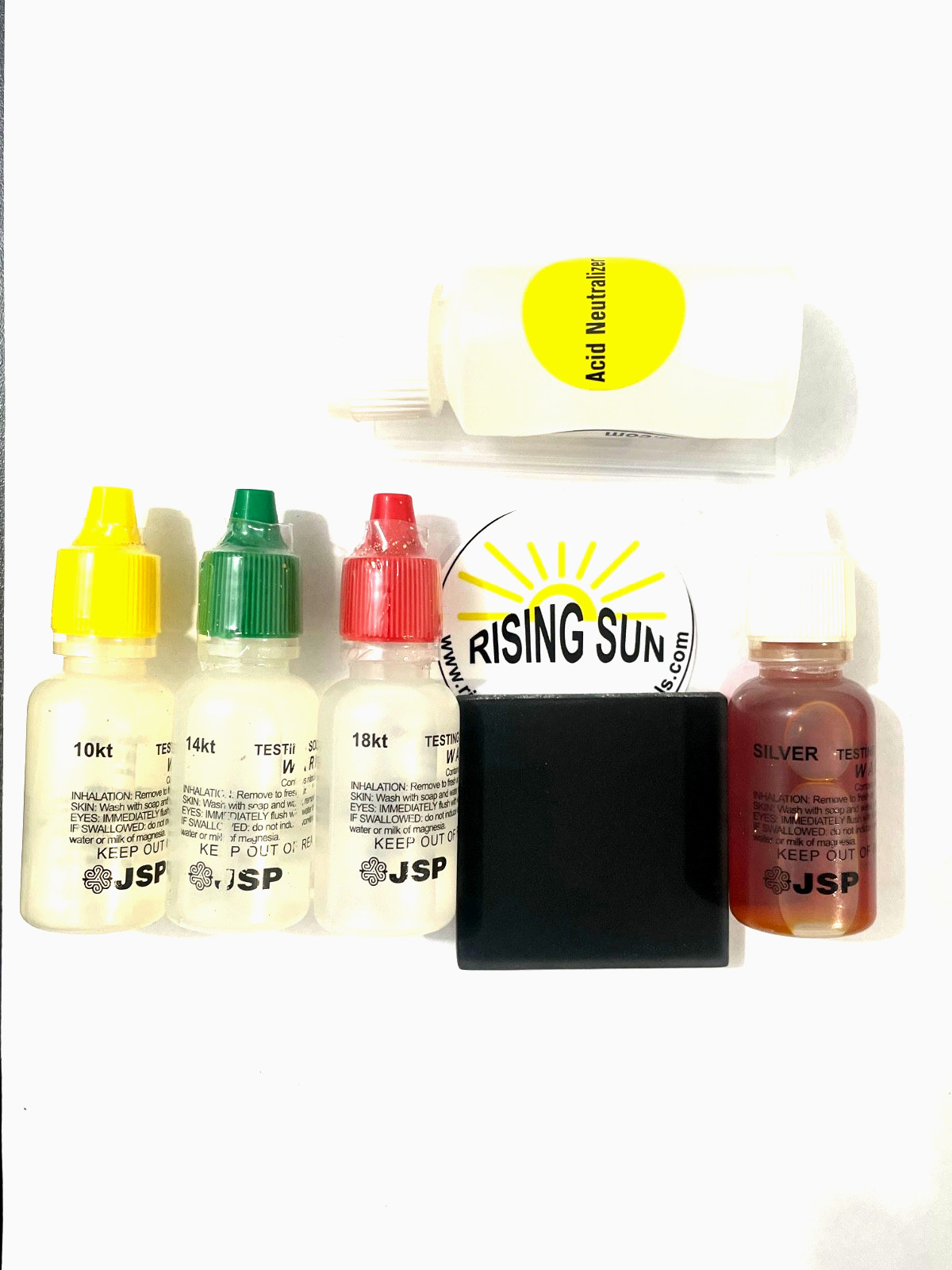 JSP Gold Testing Acid 10K 14K 18K+ Silver Test Kit Scratch stone & Neutralizer