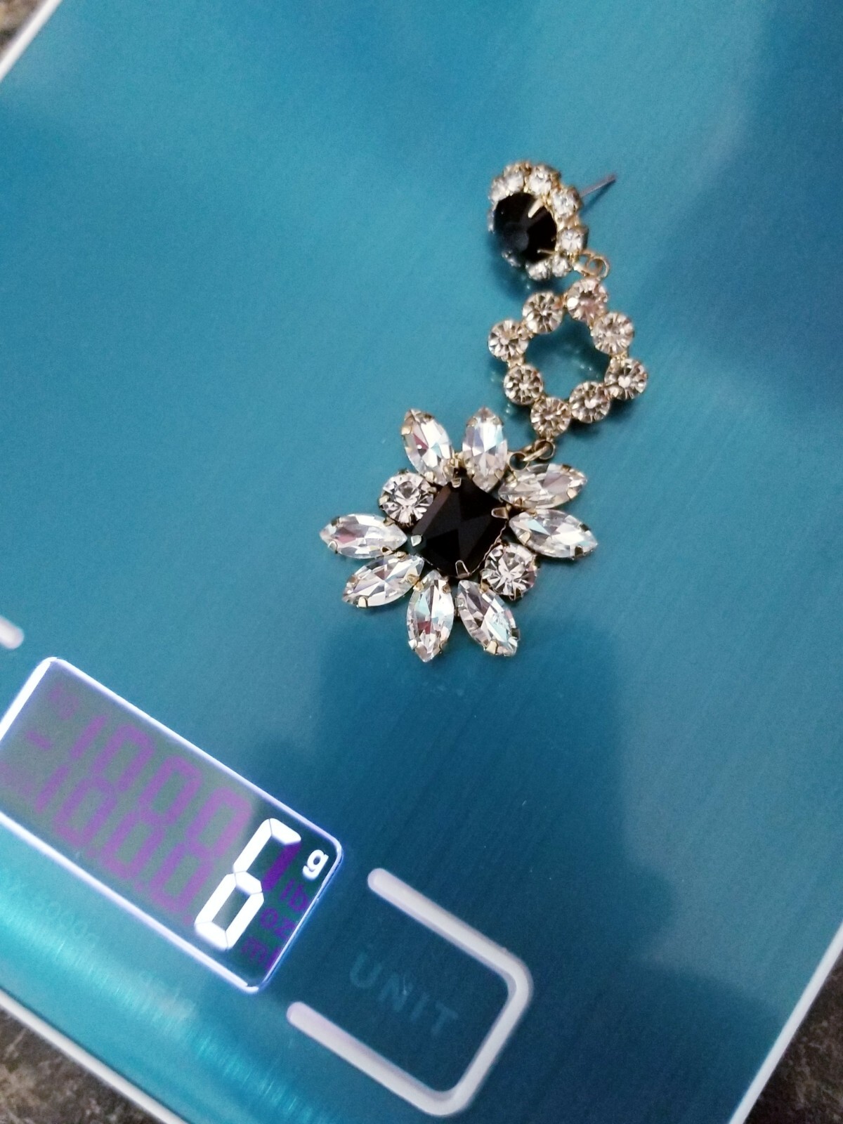 Bridesmaid Drop Dangle Chandelier Earrings 2.8 in Black Rhinestone Pageant Prom