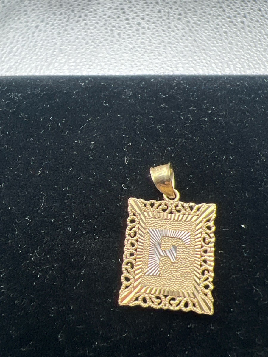 10K Box Filigree “F” Pendant Yellow Gold 1.5g Length 1mm Width 0.6″ (TDW045155)